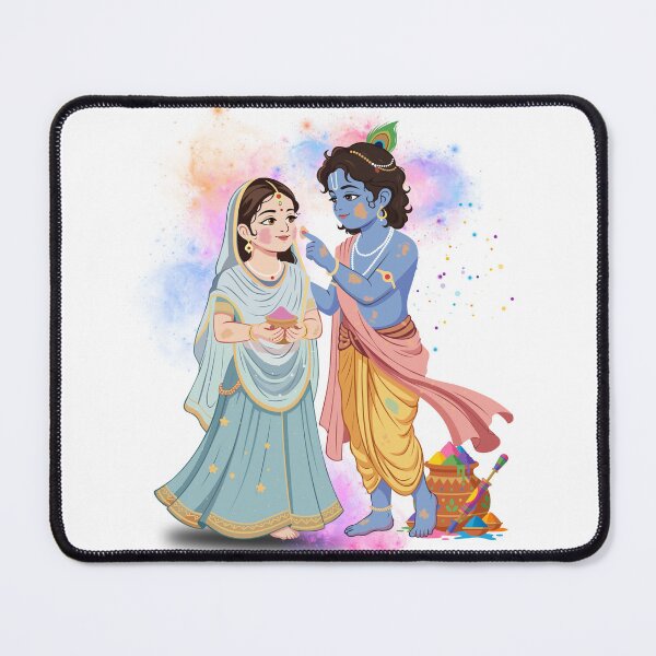 Item preview, Krishna Radha Holi Festival Art – Hindu Color Powder Celebration Illustration designed and sold by CHANCHANAI.