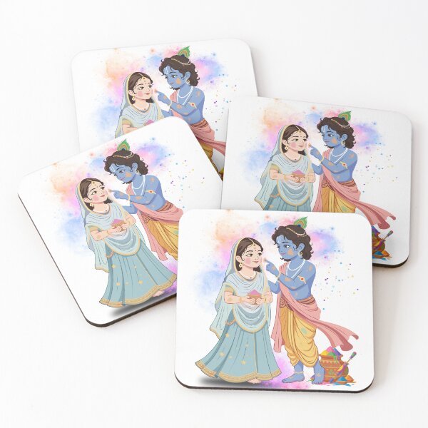 Item preview, Krishna Radha Holi Festival Art – Hindu Color Powder Celebration Illustration designed and sold by CHANCHANAI.