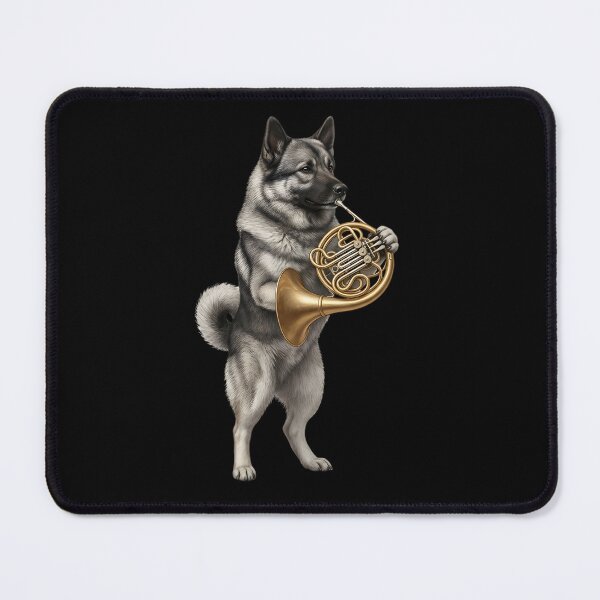 Item preview, Norwegian Elkhound Playing French Horn Player Dog Lover designed and sold by DoodleTortle.