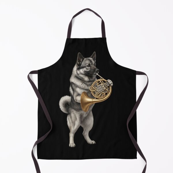 Item preview, Norwegian Elkhound Playing French Horn Player Dog Lover designed and sold by DoodleTortle.