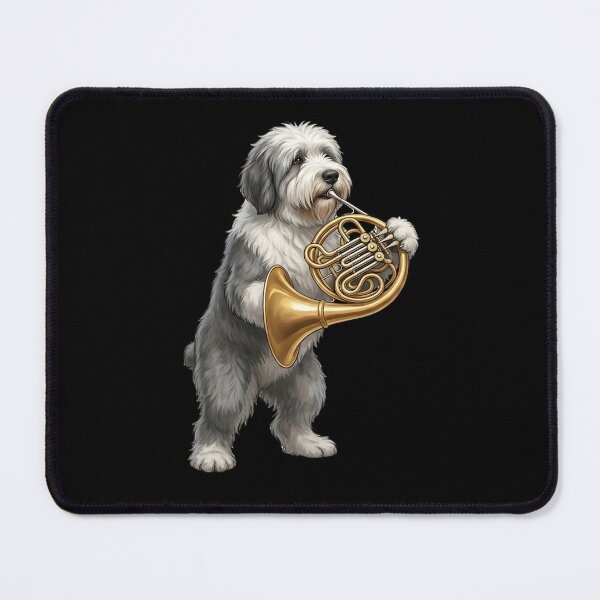Item preview, Old English Sheepdog Playing French Horn Player Dog Lover designed and sold by DoodleTortle.