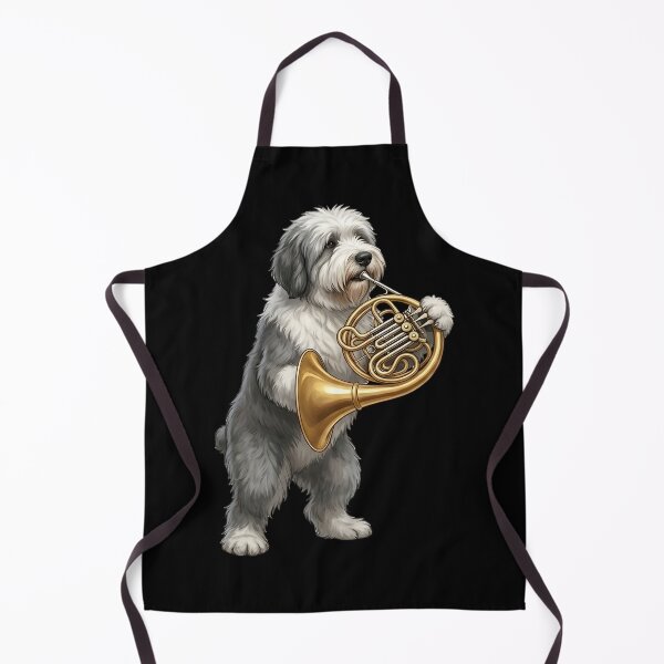 Item preview, Old English Sheepdog Playing French Horn Player Dog Lover designed and sold by DoodleTortle.