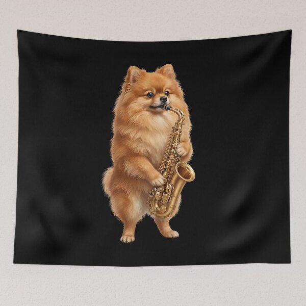 Item preview, Pomeranian Playing Saxophone Player Saxophonist Dog Lover designed and sold by DoodleTortle.