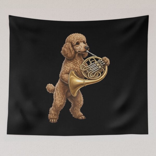 Item preview, Poodle Playing French Horn Player Dog Lover designed and sold by DoodleTortle.