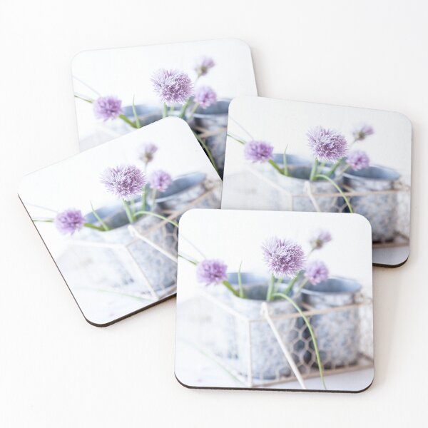 Item preview, Chive Blossoms in Rustic Metal Pots designed and sold by katifinell.