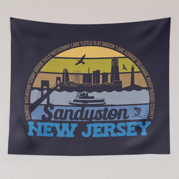 Artikelvorschau, Sandyston New Jersey Sunset Retro Vintage Lokalstolz Logo entworfen und verkauft von CRHPOD20.