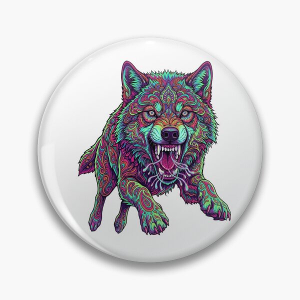 Item preview, Psychedelic Neon Dire Wolf Mandala - Vibrant Trippy Animal Art designed and sold by mcdis25.