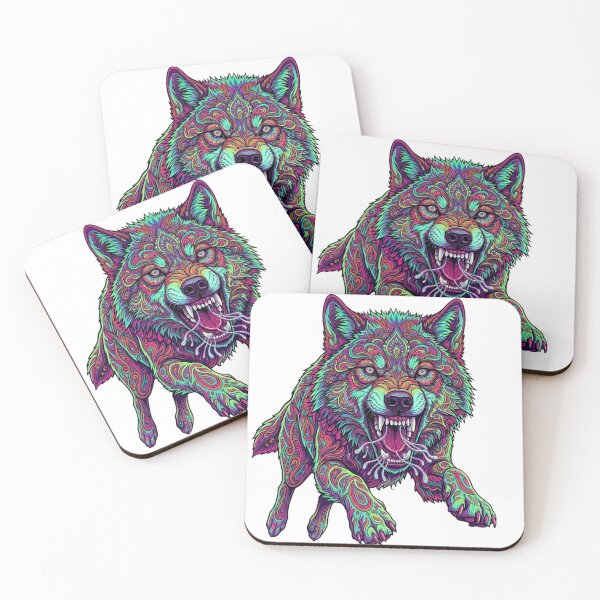 Item preview, Psychedelic Neon Dire Wolf Mandala - Vibrant Trippy Animal Art designed and sold by mcdis25.