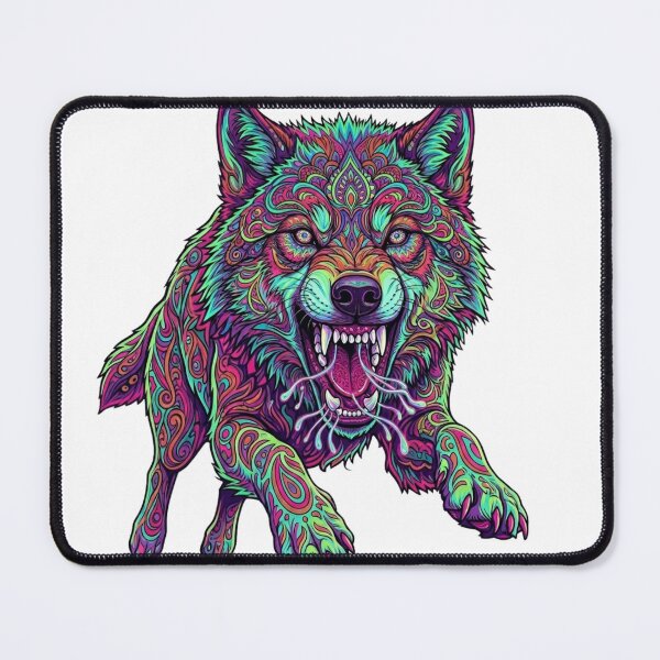 Item preview, Psychedelic Neon Dire Wolf Mandala - Vibrant Trippy Animal Art designed and sold by mcdis25.