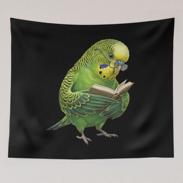 Item preview, Funny Green Budgerigar Parrots Reading Book Bird Lover designed and sold by TerryConnells.