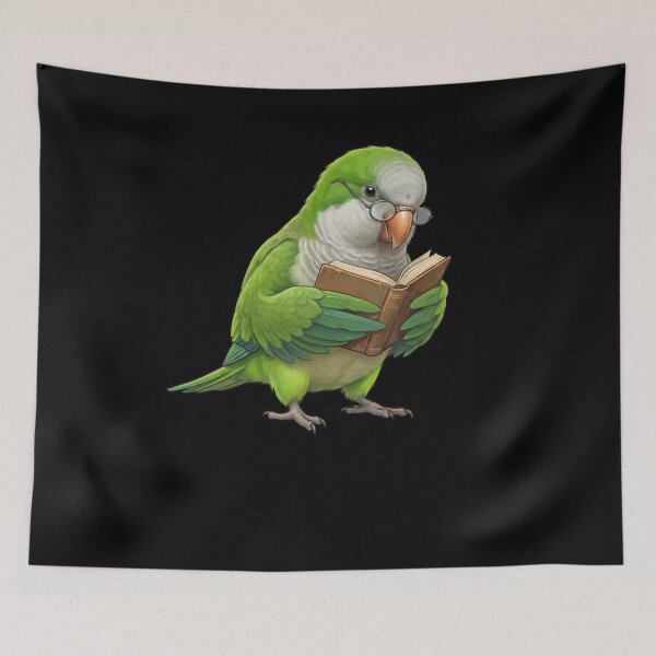 Item preview, Funny Green Monk Quaker Parrots Reading Book Bird Lover designed and sold by TerryConnells.