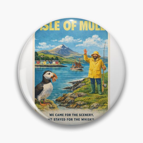 Item preview, Isle of Mull Scotland Vintage Travel Poster with Puffin designed and sold by Places On Earth.
