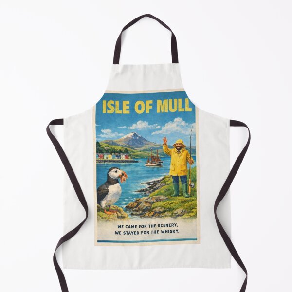 Item preview, Isle of Mull Scotland Vintage Travel Poster with Puffin designed and sold by Places On Earth.