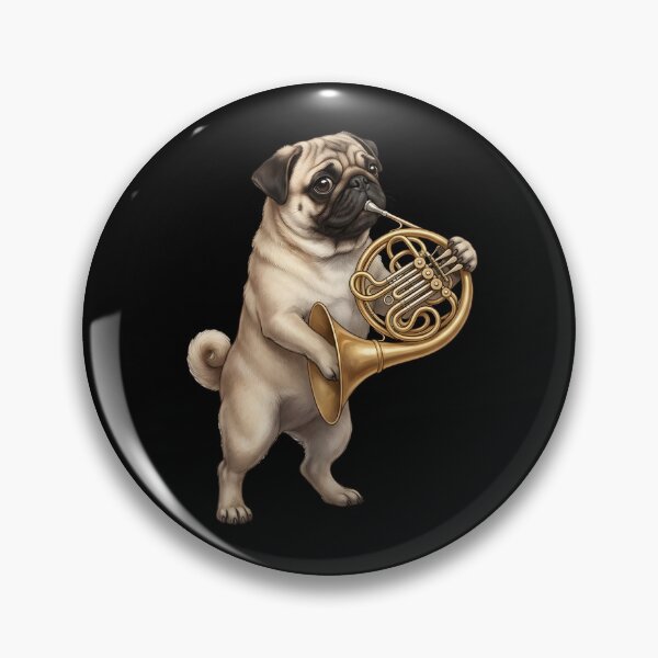 Item preview, Pug Playing French Horn Player Dog Lover designed and sold by DoodleTortle.