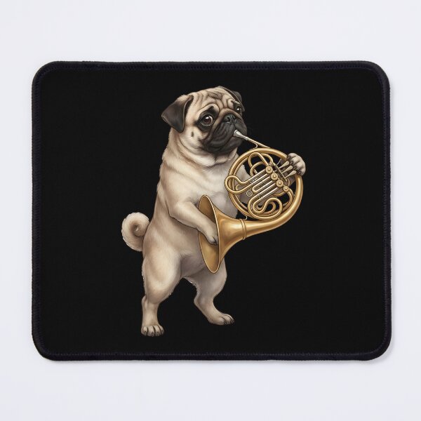 Item preview, Pug Playing French Horn Player Dog Lover designed and sold by DoodleTortle.