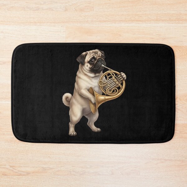 Item preview, Pug Playing French Horn Player Dog Lover designed and sold by DoodleTortle.