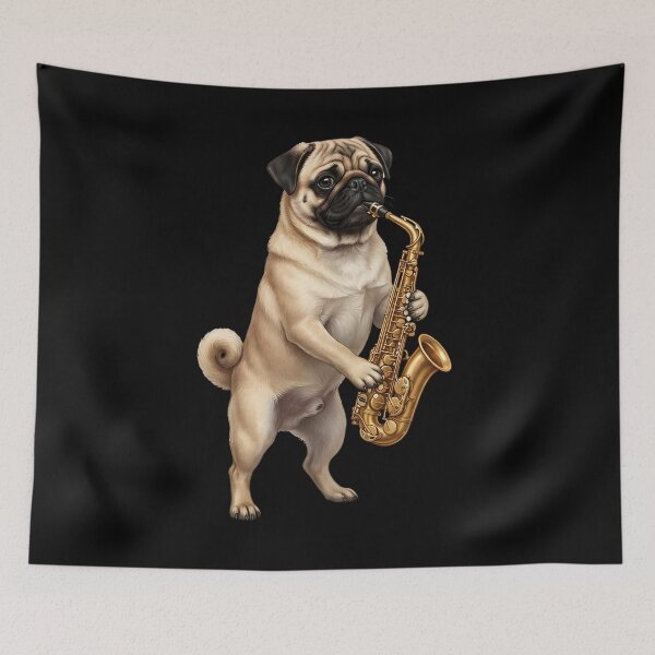 Item preview, Pug Playing Saxophone Player Saxophonist Dog Lover designed and sold by DoodleTortle.
