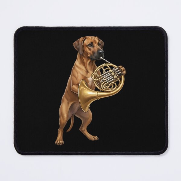 Item preview, Rhodesian Ridgeback Playing French Horn Player Dog Lover designed and sold by DoodleTortle.