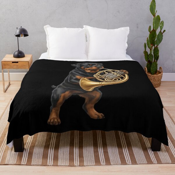 Item preview, Rottweiler Playing French Horn Player Dog Lover designed and sold by DoodleTortle.
