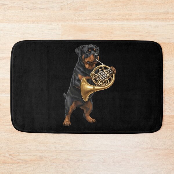 Item preview, Rottweiler Playing French Horn Player Dog Lover designed and sold by DoodleTortle.
