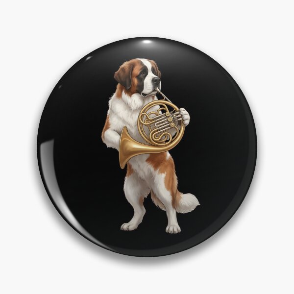 Item preview, Saint Bernard Playing French Horn Player Dog Lover designed and sold by DoodleTortle.