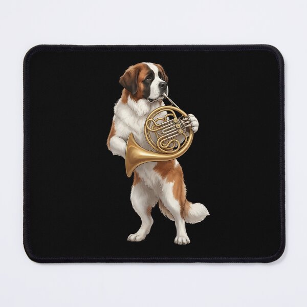 Item preview, Saint Bernard Playing French Horn Player Dog Lover designed and sold by DoodleTortle.