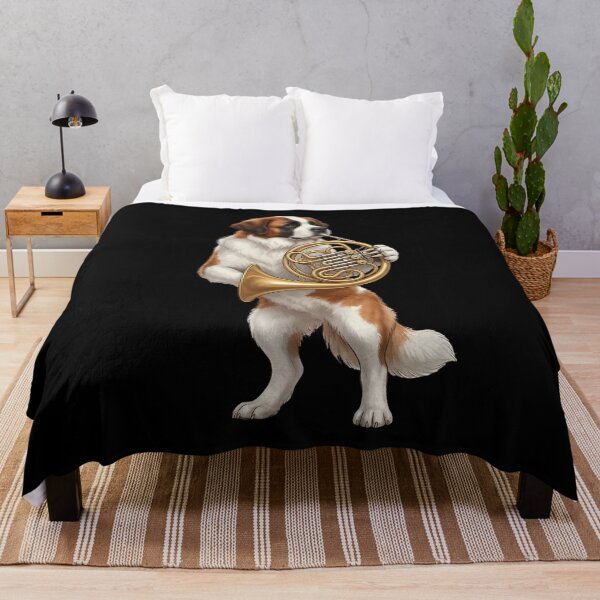 Item preview, Saint Bernard Playing French Horn Player Dog Lover designed and sold by DoodleTortle.