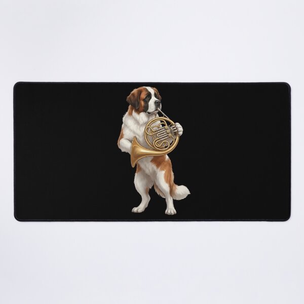 Item preview, Saint Bernard Playing French Horn Player Dog Lover designed and sold by DoodleTortle.