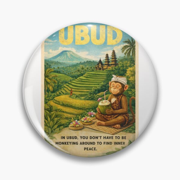 Item preview, Ubud Bali Rice Terraces with Temple and Peaceful Monkey designed and sold by Places On Earth.