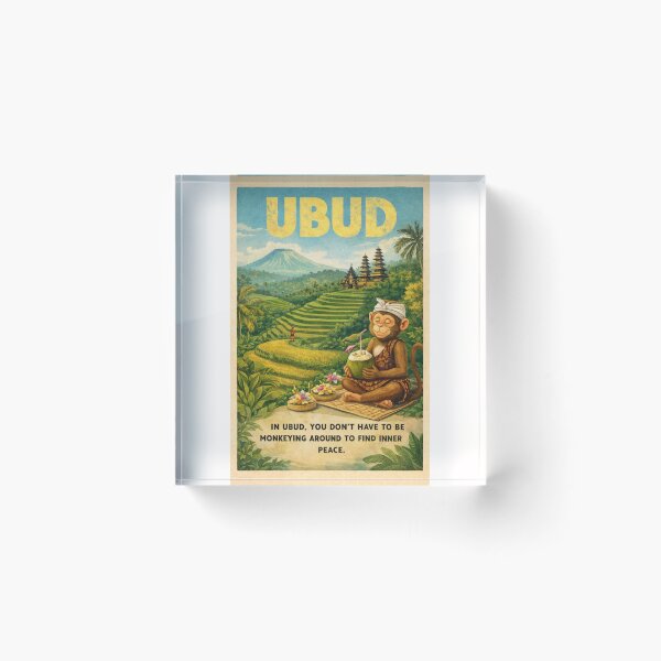 Item preview, Ubud Bali Rice Terraces with Temple and Peaceful Monkey designed and sold by Places On Earth.