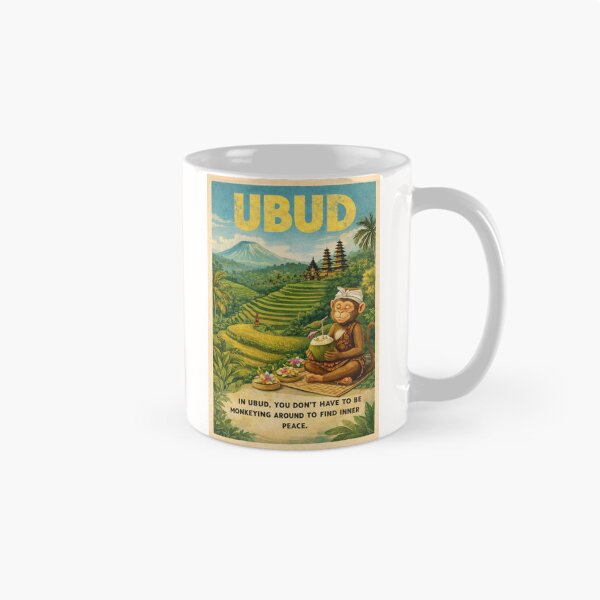 Item preview, Ubud Bali Rice Terraces with Temple and Peaceful Monkey designed and sold by Places On Earth.