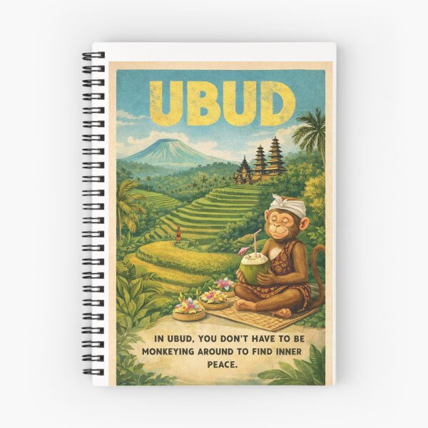 Item preview, Ubud Bali Rice Terraces with Temple and Peaceful Monkey designed and sold by Places On Earth.
