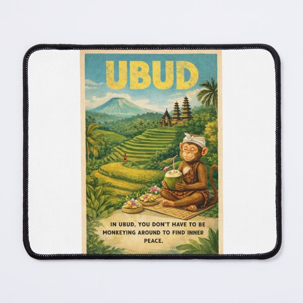 Item preview, Ubud Bali Rice Terraces with Temple and Peaceful Monkey designed and sold by Places On Earth.