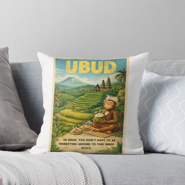 Item preview, Ubud Bali Rice Terraces with Temple and Peaceful Monkey designed and sold by Places On Earth.