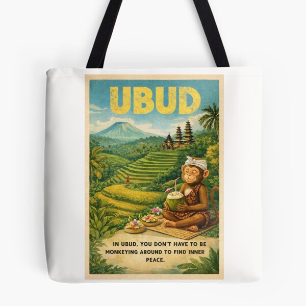 Item preview, Ubud Bali Rice Terraces with Temple and Peaceful Monkey designed and sold by Places On Earth.