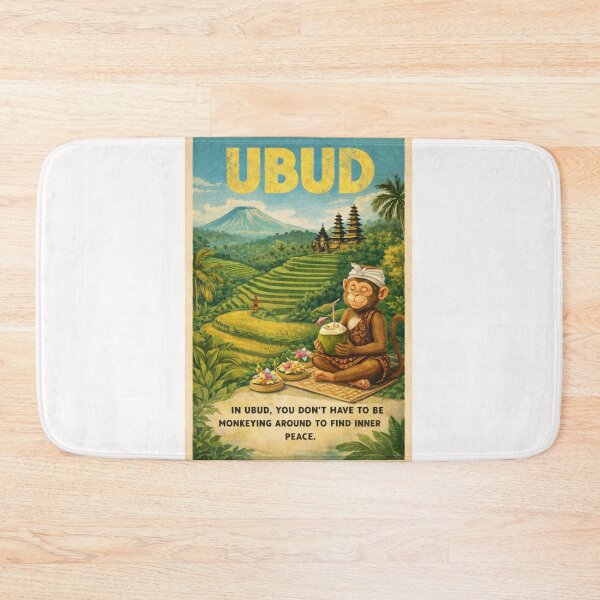 Item preview, Ubud Bali Rice Terraces with Temple and Peaceful Monkey designed and sold by Places On Earth.