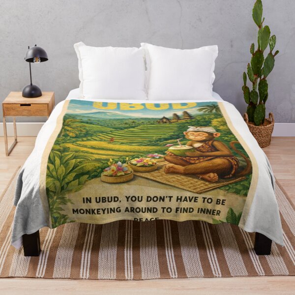 Item preview, Ubud Bali Rice Terraces with Temple and Peaceful Monkey designed and sold by Places On Earth.