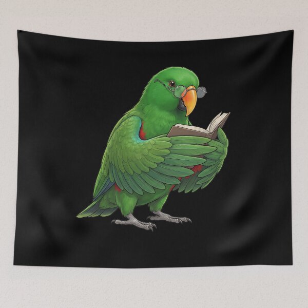 Item preview, Funny Green Eclectus Parrots Reading Book Bird Lover designed and sold by TerryConnells.