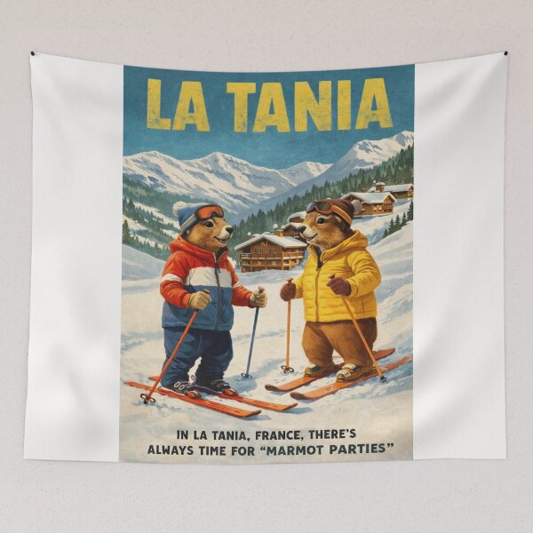 Item preview, La Tania France Alpine Ski Village with Marmots designed and sold by Places On Earth.