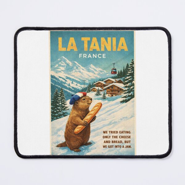 Item preview, La Tania France Alpine Village with Marmot and Baguette designed and sold by Places On Earth.