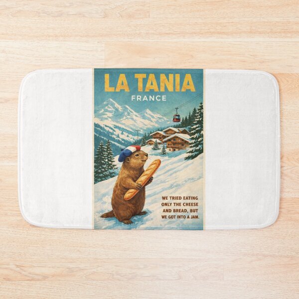 Item preview, La Tania France Alpine Village with Marmot and Baguette designed and sold by Places On Earth.