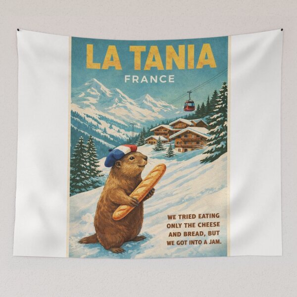 Item preview, La Tania France Alpine Village with Marmot and Baguette designed and sold by Places On Earth.
