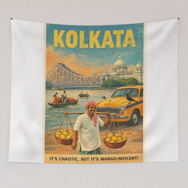 Item preview, Kolkata India Howrah Bridge and Hooghly River Street Scene designed and sold by Places On Earth.