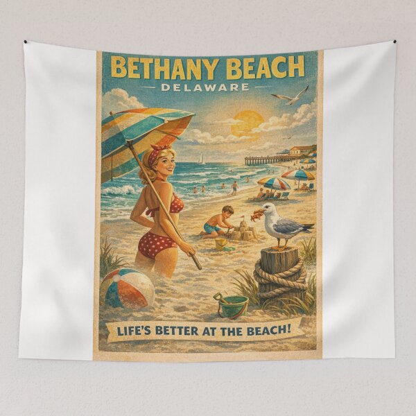 Item preview, Bethany Beach Delaware Retro Summer Beach Scene designed and sold by Places On Earth.