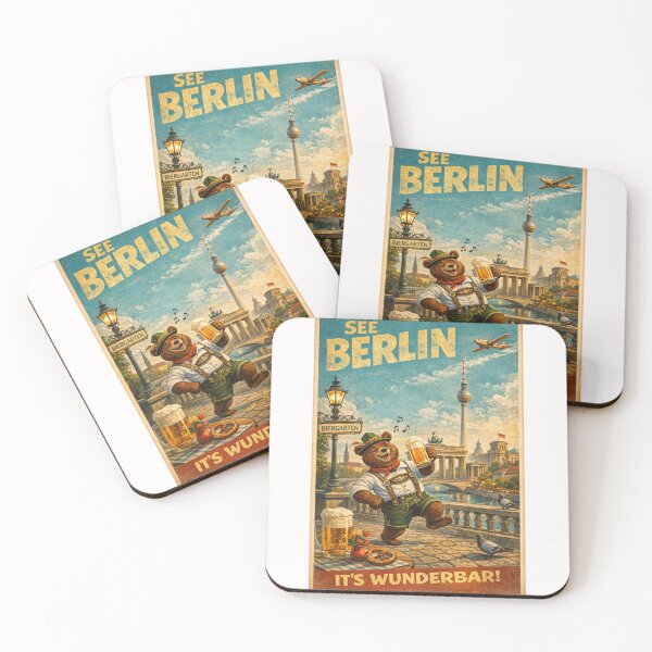 Item preview, Berlin Germany Retro Biergarten Scene with Brandenburg Gate designed and sold by Places On Earth.