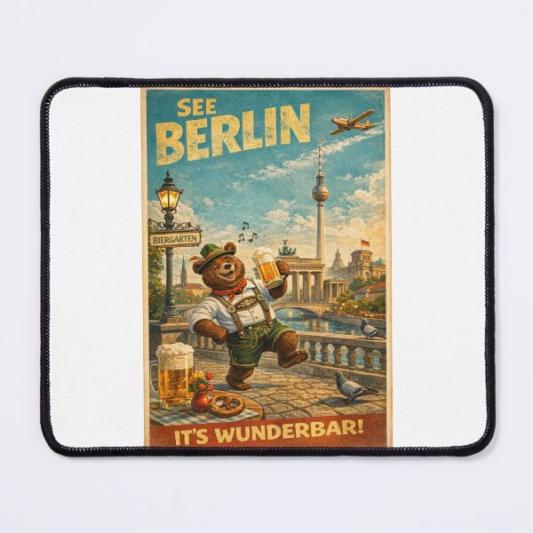 Item preview, Berlin Germany Retro Biergarten Scene with Brandenburg Gate designed and sold by Places On Earth.