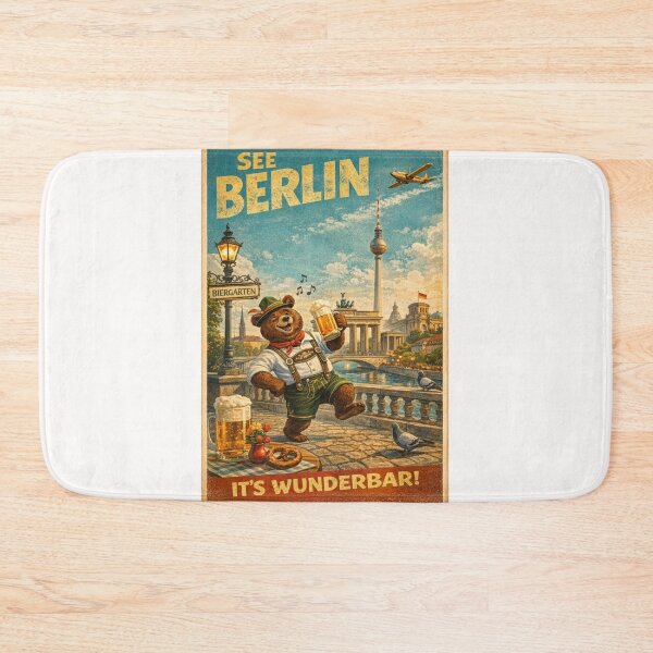 Item preview, Berlin Germany Retro Biergarten Scene with Brandenburg Gate designed and sold by Places On Earth.