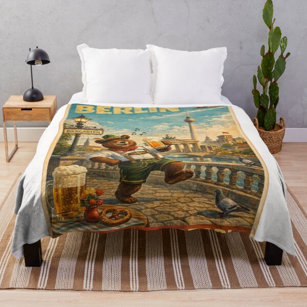 Item preview, Berlin Germany Retro Biergarten Scene with Brandenburg Gate designed and sold by Places On Earth.