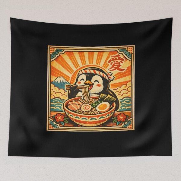 Item preview, Penguin Eating Ramen Funny Japanese designed and sold by JODYSMORGAN.