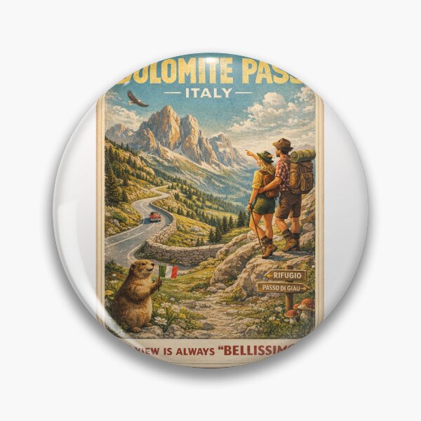 Item preview, Dolomite Pass Italy Retro Alpine Hiking Scene designed and sold by Places On Earth.